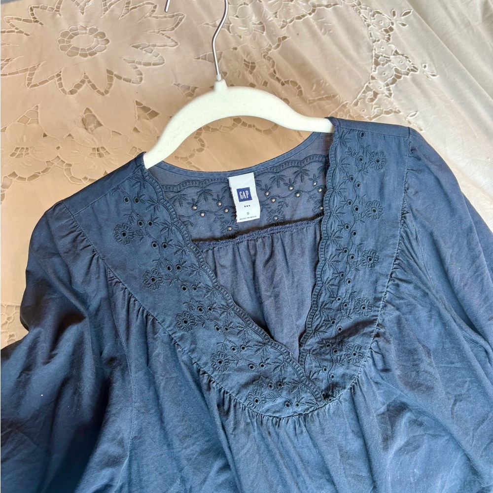 GAP Navy Blue Eyelet Blouse